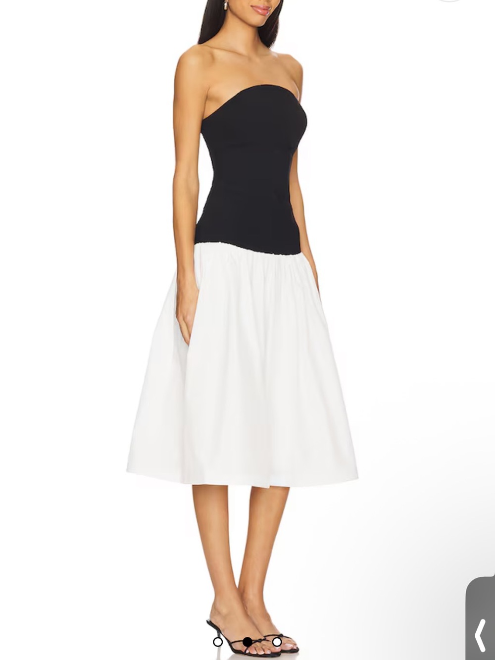 Amanda Uprichard Valencia Strapless Black & White Midi Dress - Picture 2 of 6